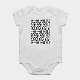 Feuille Damask Black on White Pattern Baby Bodysuit